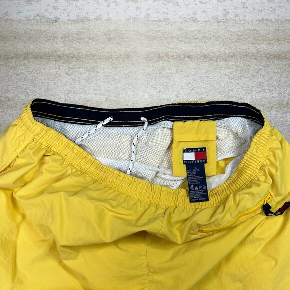 Vintage Tommy Hilfiger Swim Shorts Banana Yellow Spellout Logo 8" Inseam 90s - Picture 4 of 4